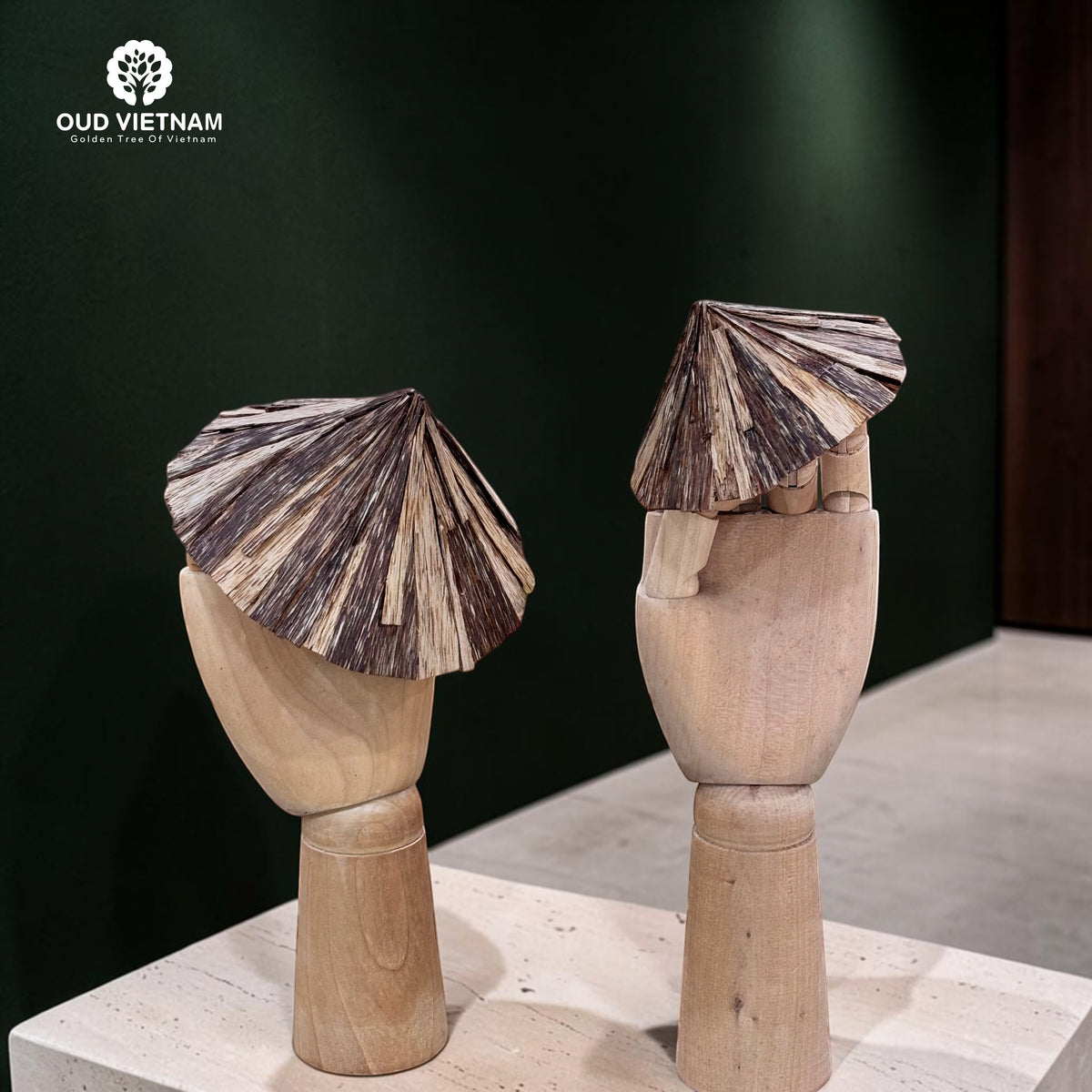 Agarwood Conical Hat Figurine